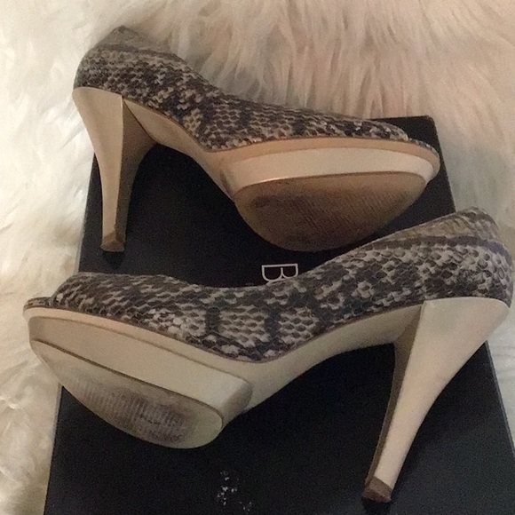 Peep toe leather heels 4.25 inches. Worn once, no visible marks. - Picture 2 of 4